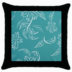 Folk Flowers Print Floral Pattern Ethnic Art Throw Pillow Case (black) by Eskimos