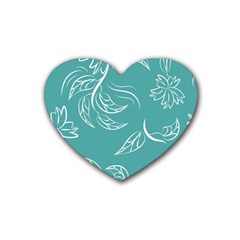 Folk Flowers Print Floral Pattern Ethnic Art Rubber Heart Coaster (4 Pack) by Eskimos