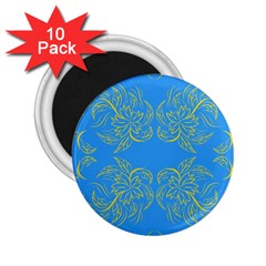 Floral Folk Damask Pattern Fantasy Flowers Floral Geometric Fantasy 2 25  Magnets (10 Pack)  by Eskimos