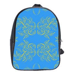 Floral Folk Damask Pattern Fantasy Flowers Floral Geometric Fantasy School Bag (large) by Eskimos