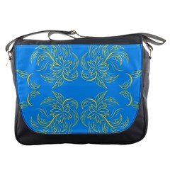 Floral Folk Damask Pattern Fantasy Flowers Floral Geometric Fantasy Messenger Bag by Eskimos