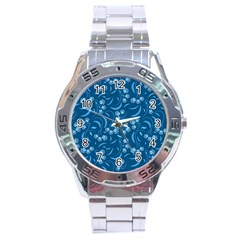 Folk Flowers Print Floral Pattern Ethnic Art Stainless Steel Analogue Watch by Eskimos