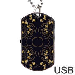 Floral Folk Damask Pattern Fantasy Flowers Floral Geometric Fantasy Dog Tag Usb Flash (one Side) by Eskimos