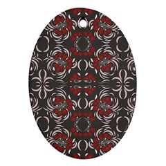 Floral Folk Damask Pattern Fantasy Flowers Floral Geometric Fantasy Ornament (oval) by Eskimos