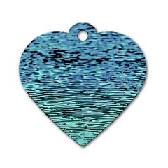 Blue Waves Flow Series 3 Dog Tag Heart (one Side) by DimitriosArt