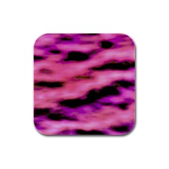 Pink  Waves Flow Series 2 Rubber Square Coaster (4 Pack) by DimitriosArt