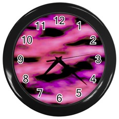 Pink  Waves Flow Series 2 Wall Clock (black) by DimitriosArt