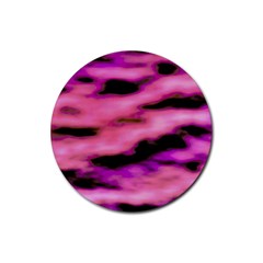 Pink  Waves Flow Series 2 Rubber Coaster (round) by DimitriosArt