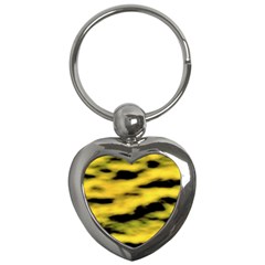 Yellow Waves Flow Series 1 Key Chain (heart) by DimitriosArt