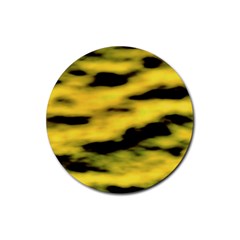 Yellow Waves Flow Series 1 Rubber Round Coaster (4 Pack) by DimitriosArt