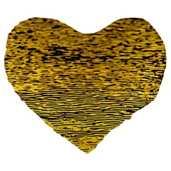 Yellow Waves Flow Series 2 Large 19  Premium Flano Heart Shape Cushions by DimitriosArt