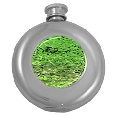 Green Waves Flow Series 2 Round Hip Flask (5 Oz) by DimitriosArt