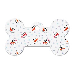 Cute Faces Of Snowmen Dog Tag Bone (two Sides) by SychEva