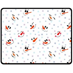 Cute Faces Of Snowmen Fleece Blanket (medium)  by SychEva