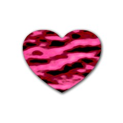 Pink  Waves Flow Series 3 Rubber Heart Coaster (4 Pack) by DimitriosArt