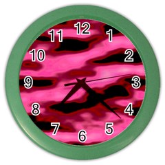 Pink  Waves Flow Series 3 Color Wall Clock by DimitriosArt