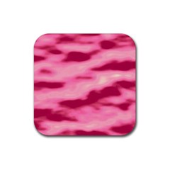 Pink  Waves Flow Series 4 Rubber Coaster (square) by DimitriosArt