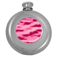 Pink  Waves Flow Series 4 Round Hip Flask (5 Oz) by DimitriosArt