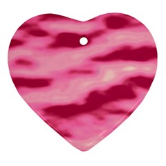 Pink  Waves Flow Series 4 Heart Ornament (two Sides) by DimitriosArt