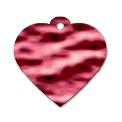 Pink  Waves Flow Series 5 Dog Tag Heart (one Side) by DimitriosArt