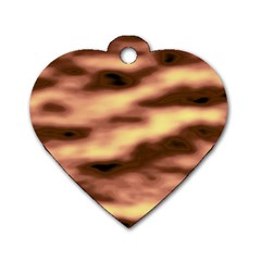 Gold Waves Flow Series 2 Dog Tag Heart (two Sides) by DimitriosArt