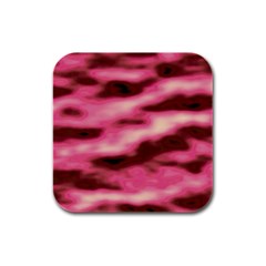 Pink  Waves Flow Series 6 Rubber Square Coaster (4 Pack) by DimitriosArt