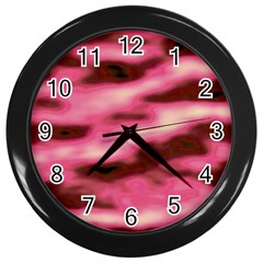 Pink  Waves Flow Series 6 Wall Clock (Black)