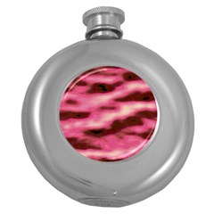 Pink  Waves Flow Series 6 Round Hip Flask (5 Oz) by DimitriosArt
