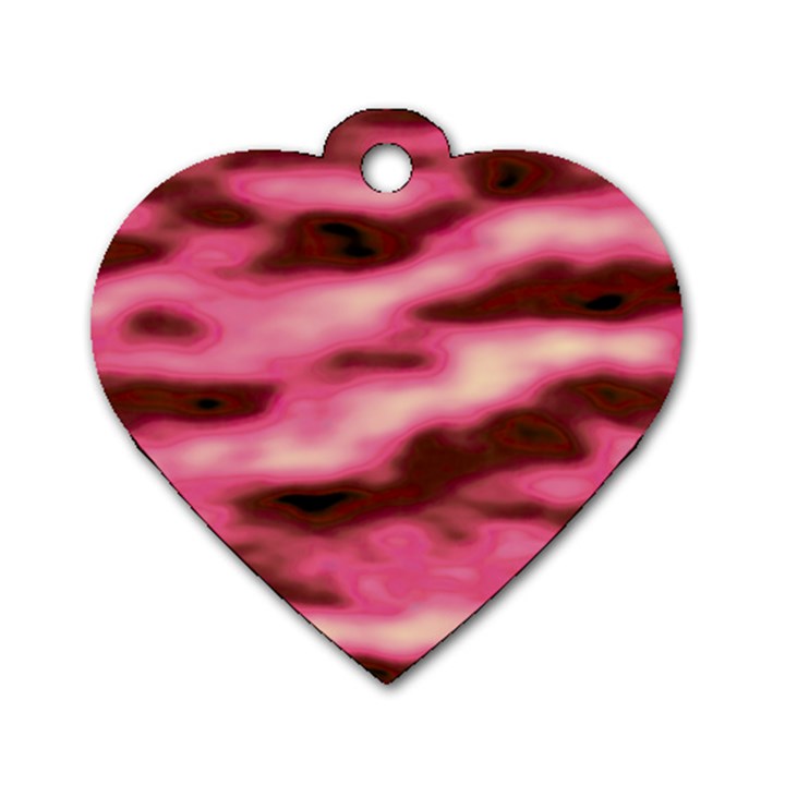 Pink  Waves Flow Series 6 Dog Tag Heart (One Side)