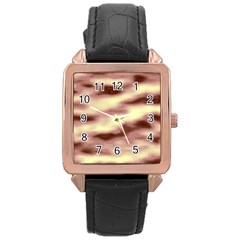 Pink  Waves Flow Series 8 Rose Gold Leather Watch  by DimitriosArt