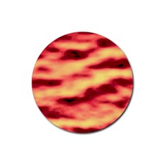 Red Waves Flow Series 3 Rubber Coaster (round) by DimitriosArt