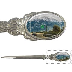 Landscape Highway Scene, Patras, Greece Letter Opener by dflcprintsclothing