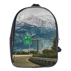 Landscape Highway Scene, Patras, Greece School Bag (large) by dflcprintsclothing