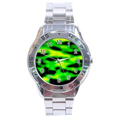 Green Waves Flow Series 3 Stainless Steel Analogue Watch by DimitriosArt