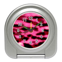 Pink  Waves Flow Series 9 Travel Alarm Clock by DimitriosArt