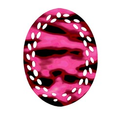 Pink  Waves Flow Series 9 Ornament (oval Filigree) by DimitriosArt