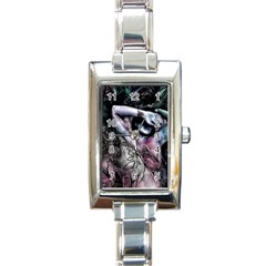 Watercolor Girl Rectangle Italian Charm Watch by MRNStudios