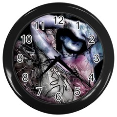 Watercolor Girl Wall Clock (black) by MRNStudios