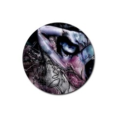 Watercolor Girl Rubber Round Coaster (4 Pack) by MRNStudios