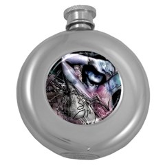 Watercolor Girl Round Hip Flask (5 Oz) by MRNStudios