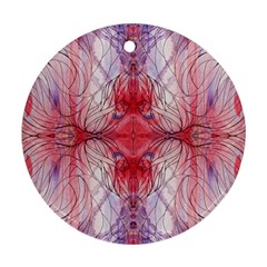 Red Repeats Round Ornament (two Sides) by kaleidomarblingart