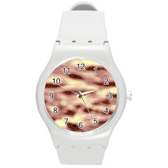 Pink  Waves Flow Series 10 Round Plastic Sport Watch (m) by DimitriosArt