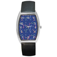 Christmas Candy Canes Barrel Style Metal Watch by SychEva