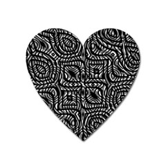 Black And White Abstract Tribal Print Heart Magnet by dflcprintsclothing