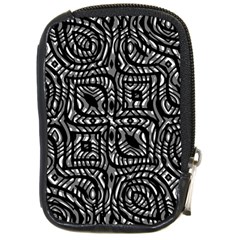 Black And White Abstract Tribal Print Compact Camera Leather Case