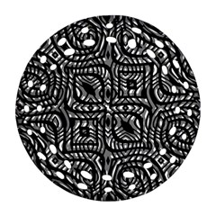 Black And White Abstract Tribal Print Round Filigree Ornament (two Sides) by dflcprintsclothing