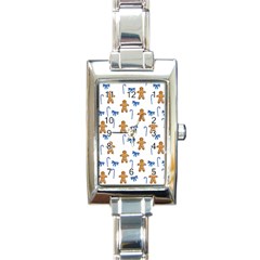 Gingerbread Man And Candy Rectangle Italian Charm Watch