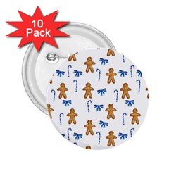 Gingerbread Man And Candy 2 25  Buttons (10 Pack)  by SychEva