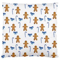 Gingerbread Man And Candy Large Flano Cushion Case (two Sides) by SychEva