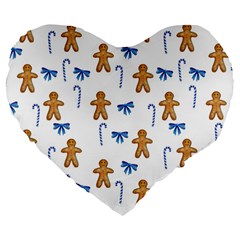 Gingerbread Man And Candy Large 19  Premium Flano Heart Shape Cushions